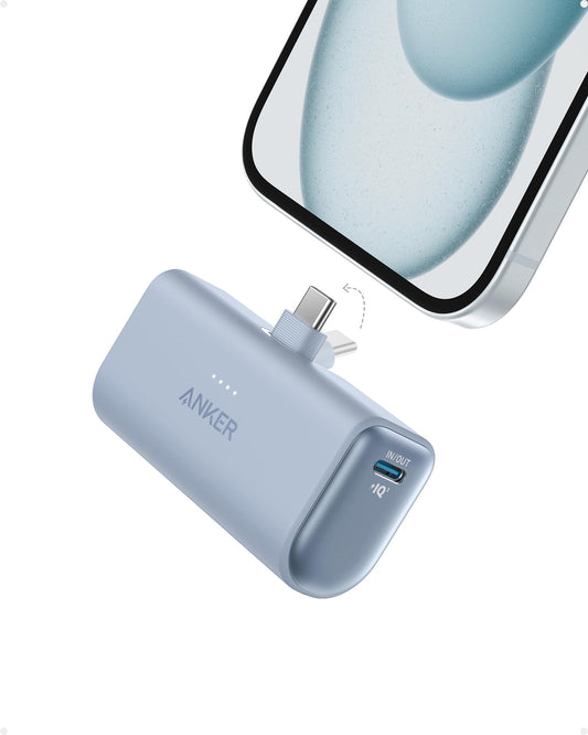 Anker iPhone 16 Portable Charger, Nano Power Bank with Built-in USB C Connector, 5,000mAh Portable Charger 22.5W, for iPhone 16/15 Series, Samsung S22/23 Series, iPad Pro/Air, AirPods, and More