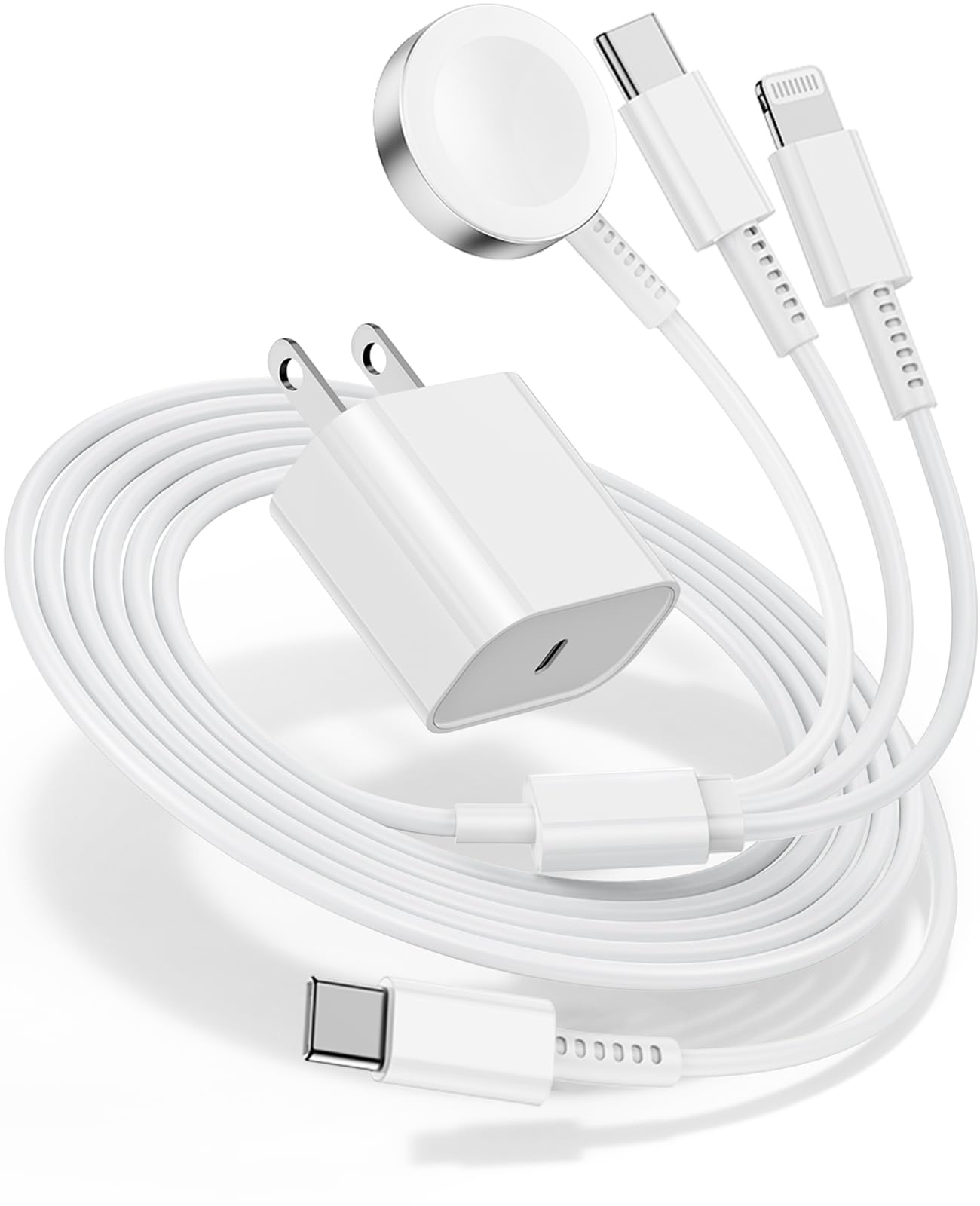 for Apple Watch Charger Fast Charging,3 in 1 Multi Chargers Cable with 20W USB C Charger, iWatch Charger Cord 6FT for iWatch Series Ultra 3/2/SE 3/11/10/9/8/7/6/5/4/iPhone17 15 16 Pro Max/14/13/12/11