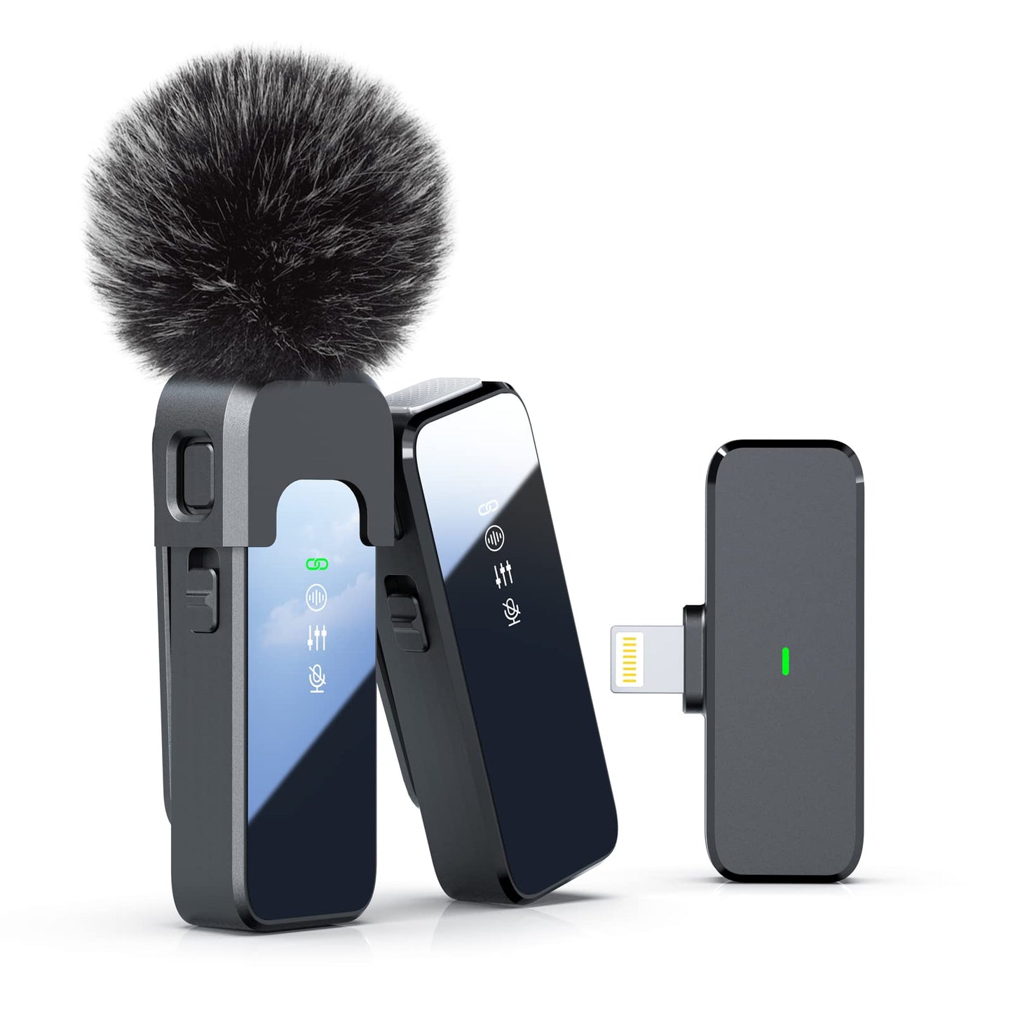 Rythflo Wireless Lavalier Microphone for iPhone 14/13/12 with Noise Cancellation, 100ft Transmission, 18H Battery Life, Lightning Lapel Microphone Wireless for Video Recording, Vlog, Streaming